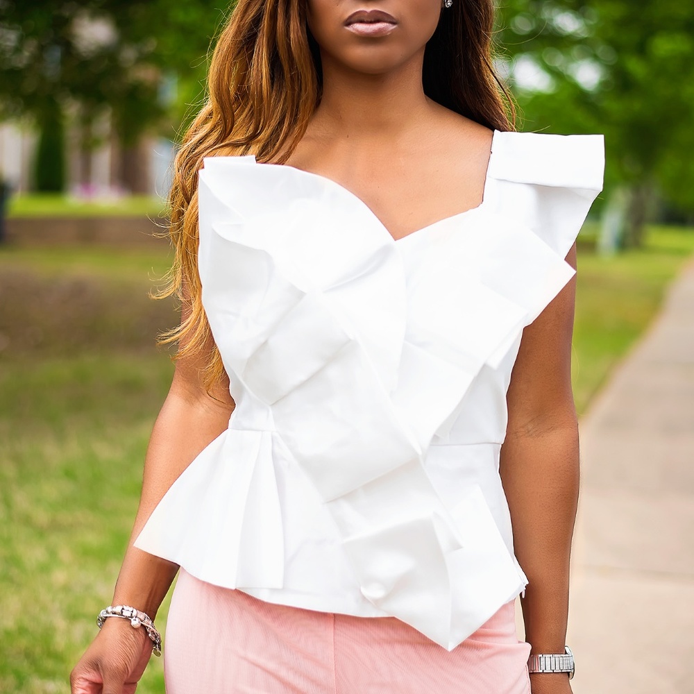 One Shoulder Ruffled Party Top - Picture 2 of 2